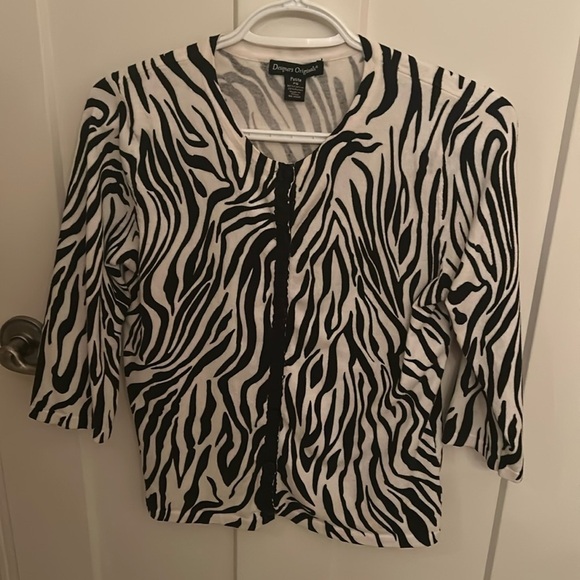 Zebra Print Designers Originals cardigan, size petite small - Picture 1 of 6